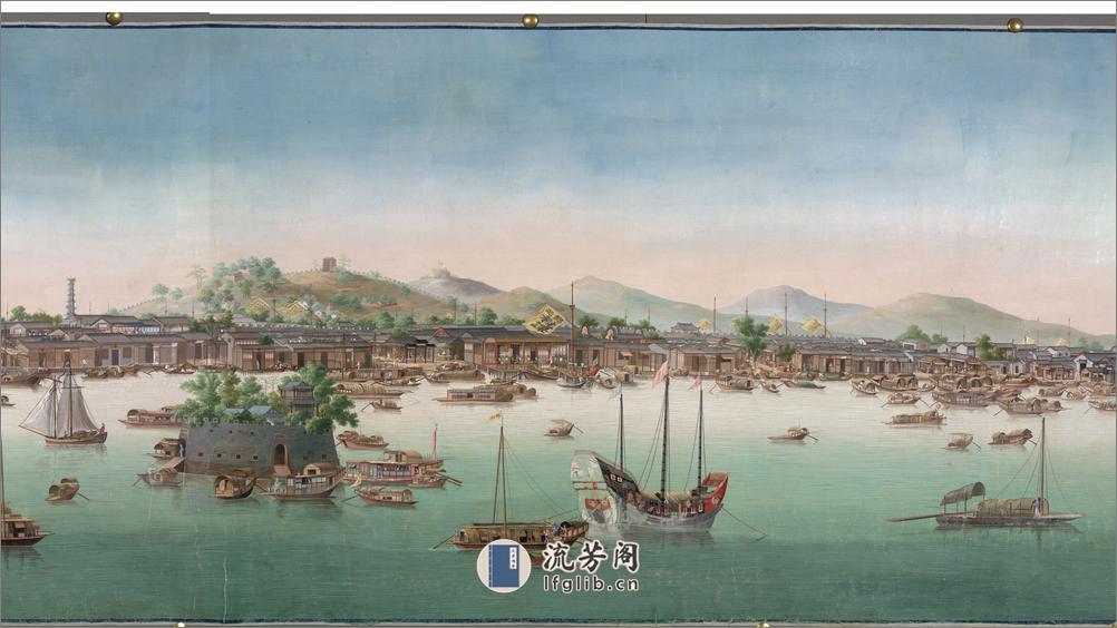 广州城珠江滩景图.47056X4512像素.大英图书馆藏.清乾隆时期彩绘绢本 - 第2页预览图