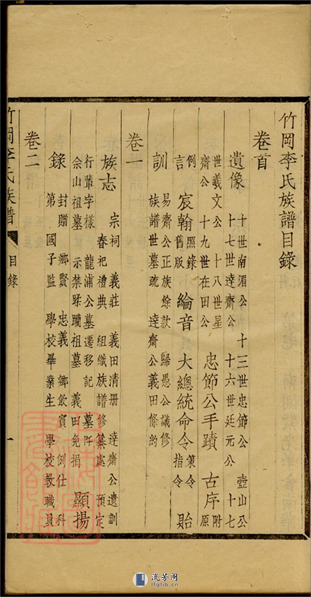 竹冈李氏族谱：十卷，首一卷，末一卷：[南汇] - 第14页预览图