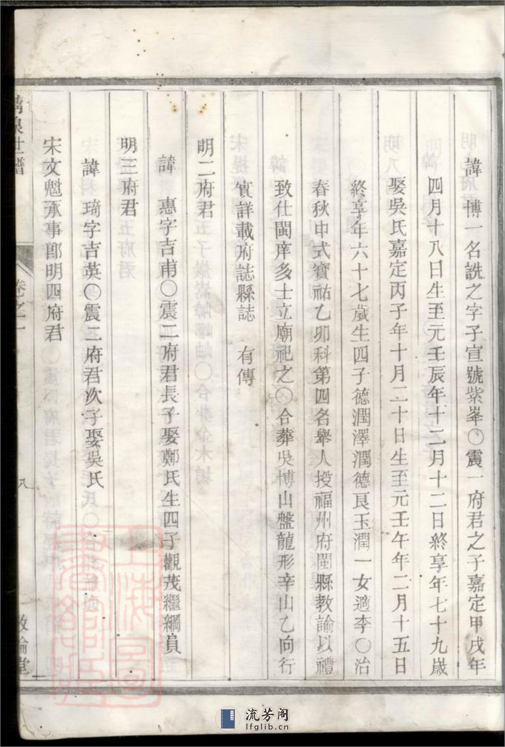 清泉翁氏世谱：二十一卷，首一卷，备考一卷，裕後一卷：[寿昌] - 第17页预览图