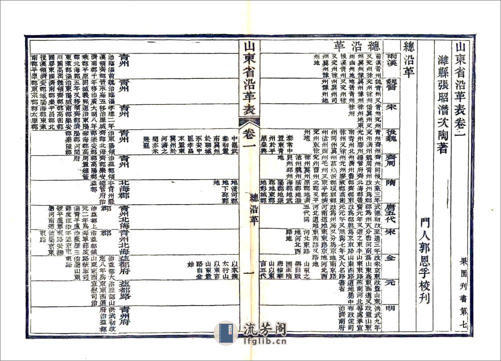 山东省沿革表（光绪） - 第10页预览图