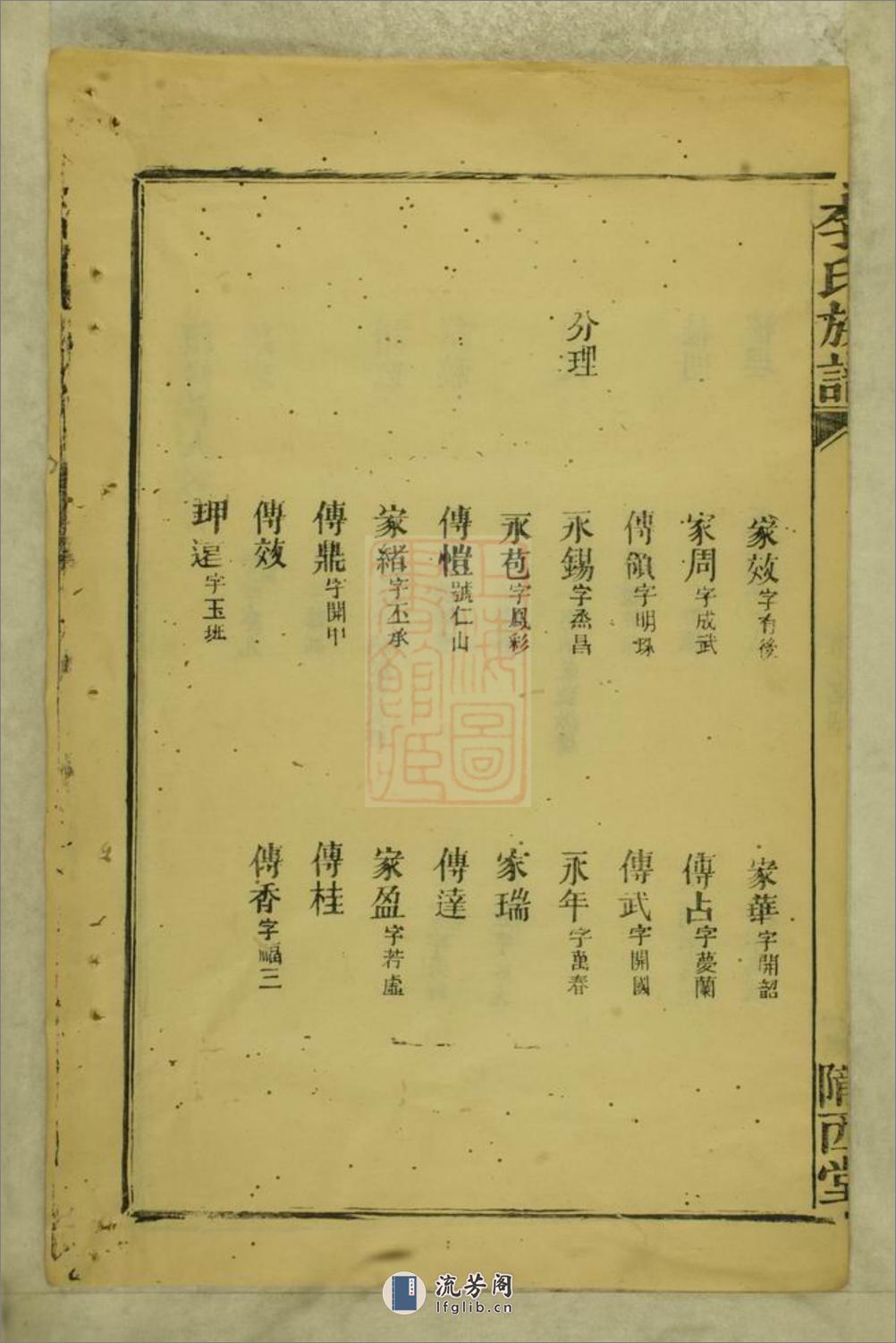 李氏族谱：不分卷：[武陵] - 第20页预览图