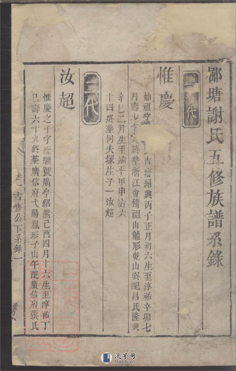 醴塘谢氏五修族谱 - 第2页预览图