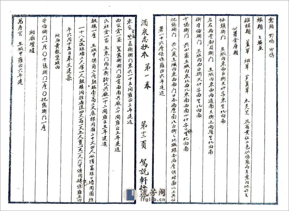 重修肃州新志（乾隆民国抄本） - 第13页预览图