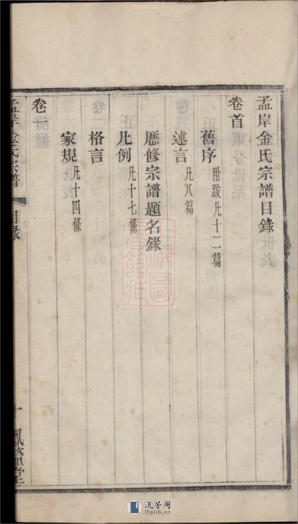 孟岸金氏宗谱：十六卷，首一卷，末一卷：[江阴] - 第17页预览图