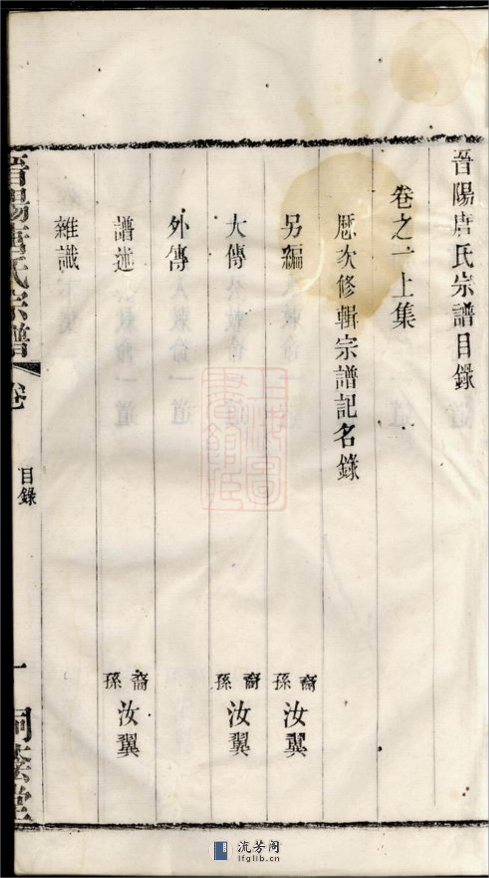 晋阳唐氏宗谱：二十一卷：[无锡] - 第13页预览图