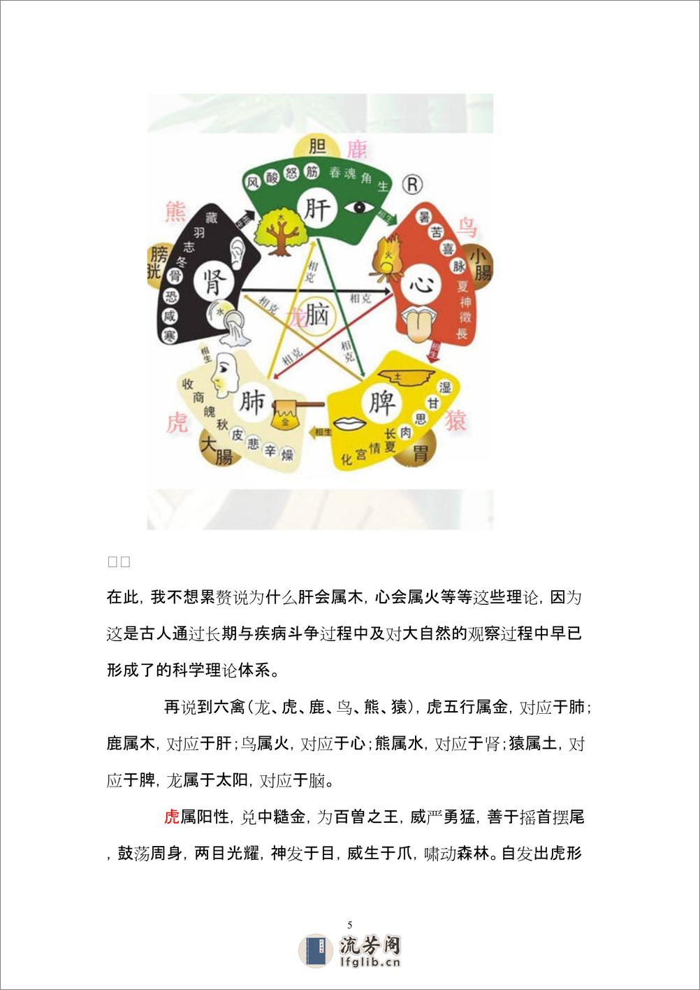 华佗自发五禽戏的内脏信息与六禽的关系 - 第5页预览图