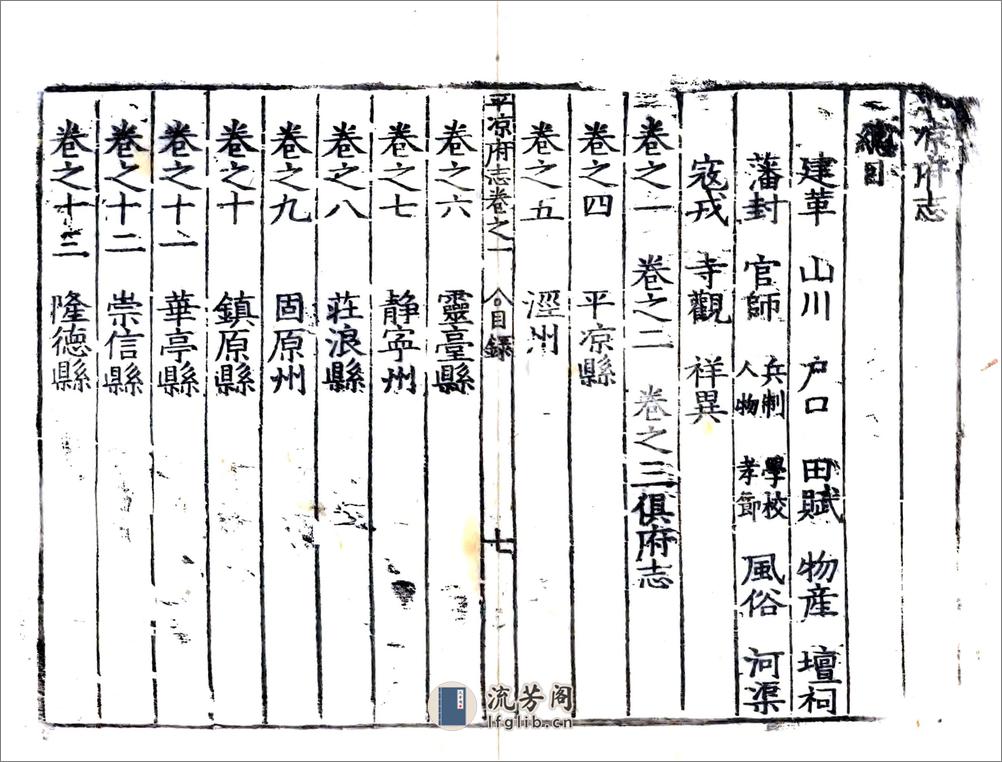 平凉府志（嘉靖） - 第7页预览图