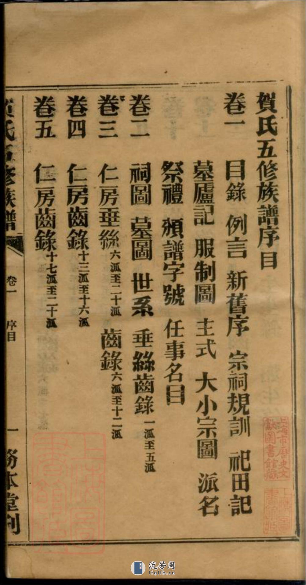 贺氏五修族谱：十二卷：[湘潭] - 第5页预览图