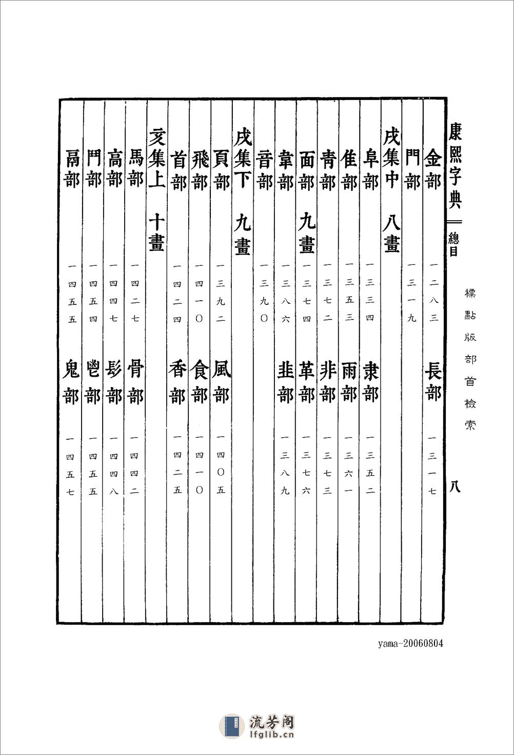 康熙字典--標點版-目錄 - 第8页预览图